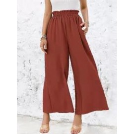 Loose Casual Solid Color High Waist Wide Leg Pants