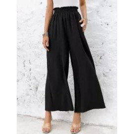 Loose Casual Solid Color High Waist Wide Leg Pants