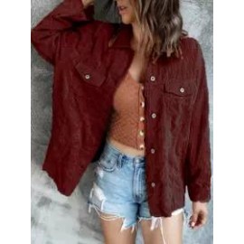 Long Sleeve Corduroy Casual Shirt Collar Coat