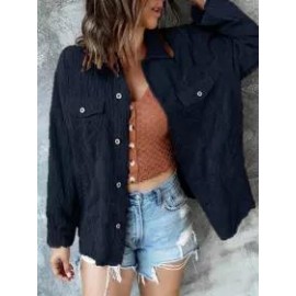 Long Sleeve Corduroy Casual Shirt Collar Coat