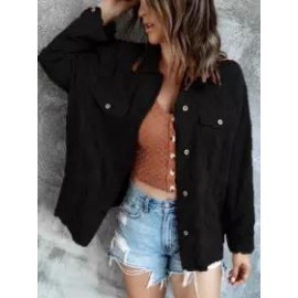 Long Sleeve Corduroy Casual Shirt Collar Coat