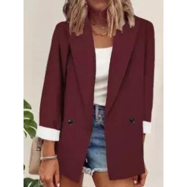 Casual Loose Contrast Long Sleeve Blazer