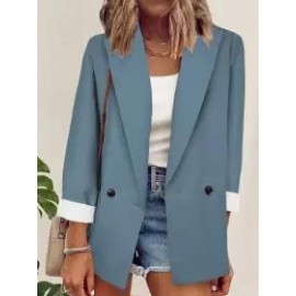Casual Loose Contrast Long Sleeve Blazer