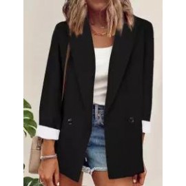 Casual Loose Contrast Long Sleeve Blazer