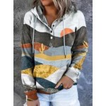 Landscape Print Casual Loose Hoodie