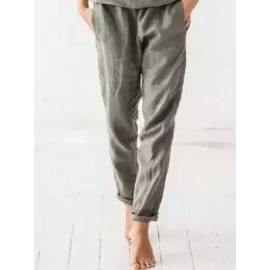 Casual Loose Solid Color Cotton Linen Pants