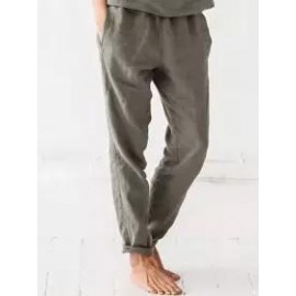 Casual Loose Solid Color Cotton Linen Pants