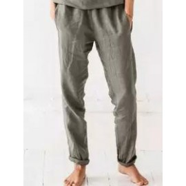 Casual Loose Solid Color Cotton Linen Pants
