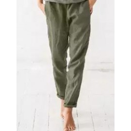 Casual Loose Solid Color Cotton Linen Pants