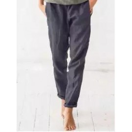 Casual Loose Solid Color Cotton Linen Pants