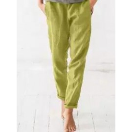 Casual Loose Solid Color Cotton Linen Pants