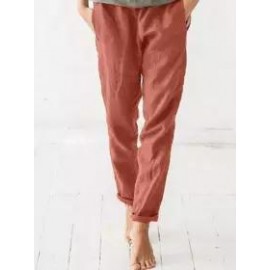Casual Loose Solid Color Cotton Linen Pants