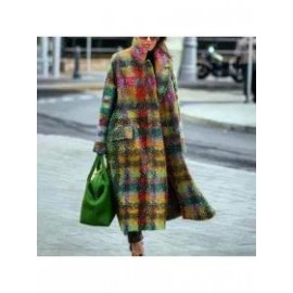 Fashion Color Plaid Woolen Coat