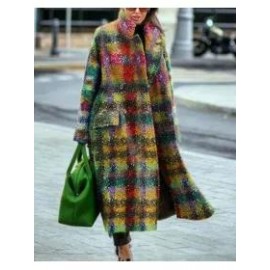 Fashion Color Plaid Woolen Coat