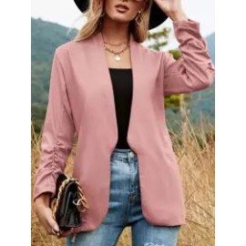 Casual Loose Solid Color Long Sleeve Cardigan Blazer