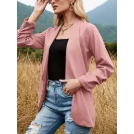 Casual Loose Solid Color Long Sleeve Cardigan Blazer