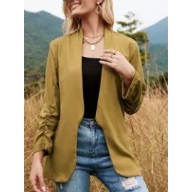 Casual Loose Solid Color Long Sleeve Cardigan Blazer
