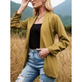 Casual Loose Solid Color Long Sleeve Cardigan Blazer