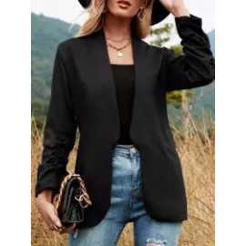 Casual Loose Solid Color Long Sleeve Cardigan Blazer