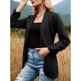 Casual Loose Solid Color Long Sleeve Cardigan Blazer
