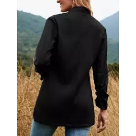 Casual Loose Solid Color Long Sleeve Cardigan Blazer