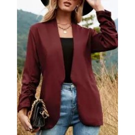 Casual Loose Solid Color Long Sleeve Cardigan Blazer