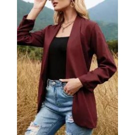 Casual Loose Solid Color Long Sleeve Cardigan Blazer