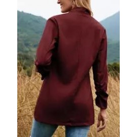 Casual Loose Solid Color Long Sleeve Cardigan Blazer