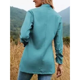 Casual Loose Solid Color Long Sleeve Cardigan Blazer