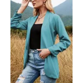 Casual Loose Solid Color Long Sleeve Cardigan Blazer
