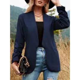 Casual Loose Solid Color Long Sleeve Cardigan Blazer