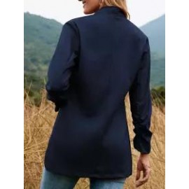 Casual Loose Solid Color Long Sleeve Cardigan Blazer