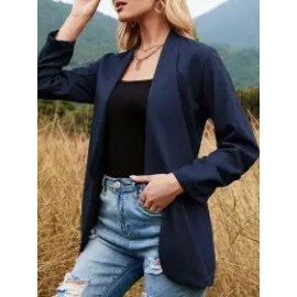 Casual Loose Solid Color Long Sleeve Cardigan Blazer