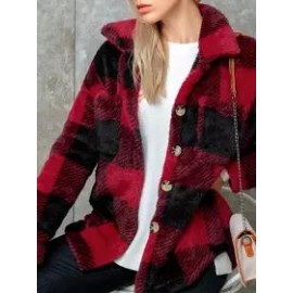 Loose Check Lamb Plush Jacket