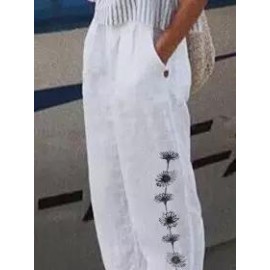 Floral Print Two-pocket Pants