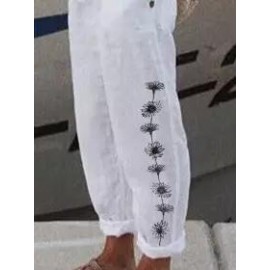 Floral Print Two-pocket Pants