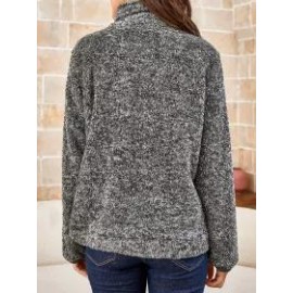 Ladies Turtleneck Plaid Stitching Turtleneck Sweatshirt