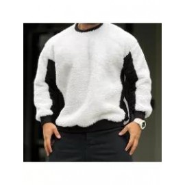 Cashmere Stitching Crew Neck Sweatshirt