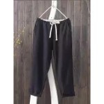 Solid Color Loose Cropped Straight Pants