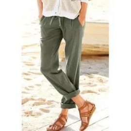 Solid Color Loose Cropped Straight Pants