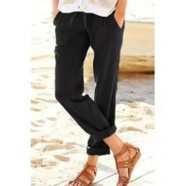 Solid Color Loose Cropped Straight Pants