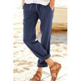Solid Color Loose Cropped Straight Pants