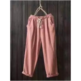 Solid Color Loose Cropped Straight Pants