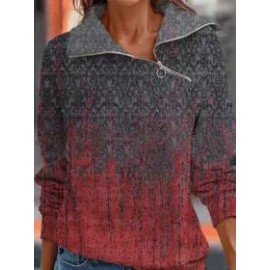 Casual Vintage Paisley Print Long Sleeve Sweatshirt