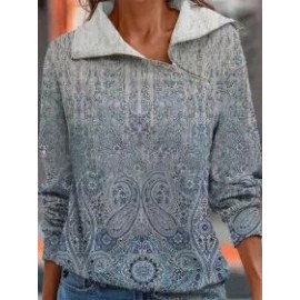 Casual Vintage Paisley Print Long Sleeve Sweatshirt