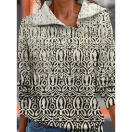 Casual Vintage Paisley Print Long Sleeve Sweatshirt