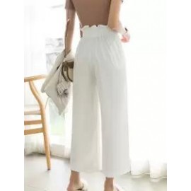 High waist drape straight-leg pants