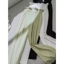 High waist drape straight-leg pants