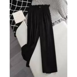 High waist drape straight-leg pants
