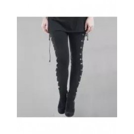Gothic punk style lace-up hip high waist pants
